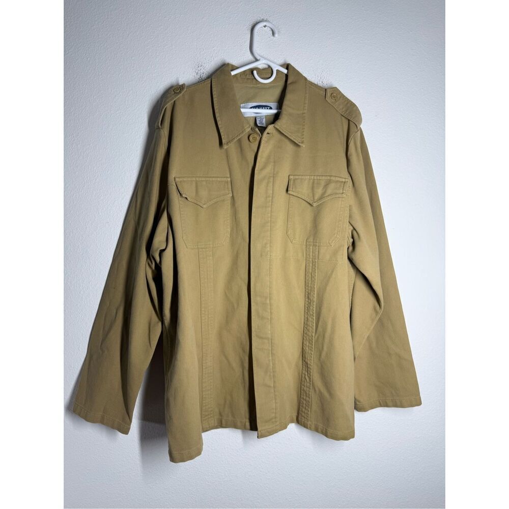 VINTAGE OLD NAVY BUTTON UP MILITARY STYLE CANVAS ENGINEER JACKET SZ XL SEE NOTES